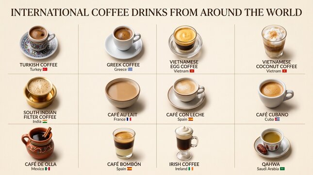 World Coffee Guide Featuring Turkish, Vietnamese and Arabic Coffee
