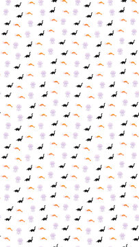 Seamless pattern of cartoon dinosaurs, jellyfish, and shrimp