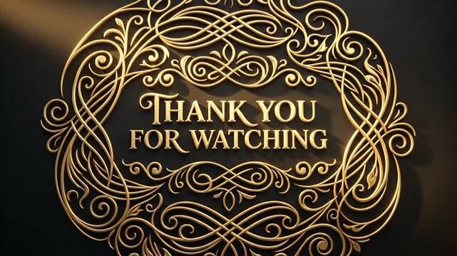 Elegant gold filigree frame with thank you for watching text