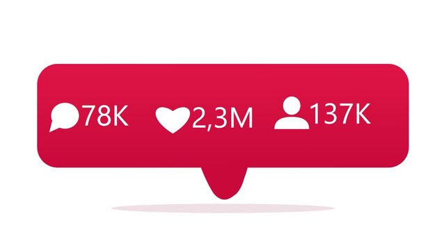 Social Media Engagement Counter Pop Up Animation with Comments Likes and Followers Count