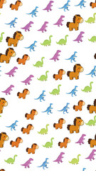 Cartoon horses and dinosaurs seamless pattern © sutinah