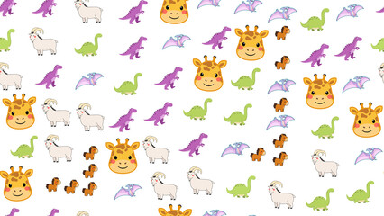 Cute Cartoon Animals Seamless Pattern © sutinah