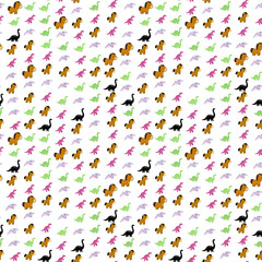 Cute cartoon dinosaurs and horses seamless pattern © sutinah