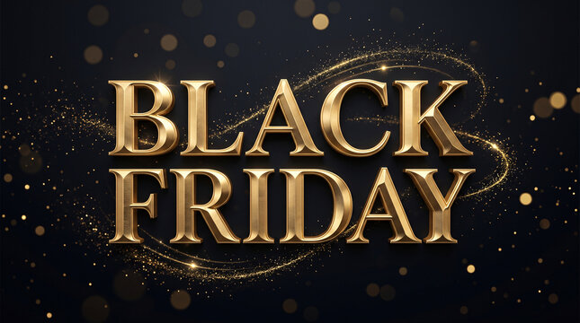Lettres Black Friday dor&eacute;es sur fond noir festif