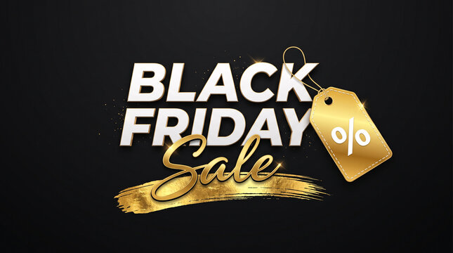 Banni&egrave;re Black Friday Sale avec &eacute;tiquette dor&eacute;e
