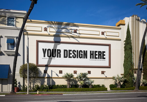 Mockup Of Customizable Large Billboard On Los Angeles Street