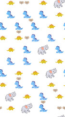 Cute cartoon dinosaurs, elephants, and koalas pattern © samjo