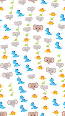 Cute cartoon elephants and dinosaurs seamless pattern © samjo