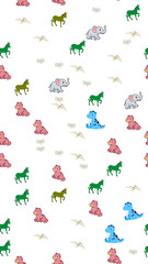 Cartoon animals pattern isolated on transparent background © kukisa