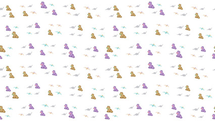 Cartoon dinosaurs and pterodactyls pattern © kukisa