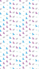 Cartoon dinosaurs, elephants, and pterodactyls pattern © kukisa