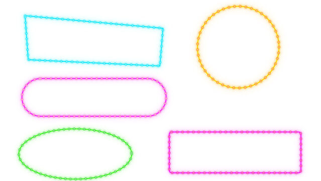 Neon LED Light Frames Set with Colorful Glowing Borders
