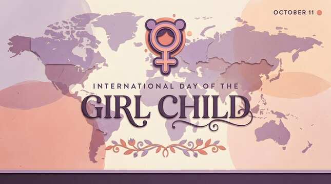 Female symbol illustration with world map background for international day awareness