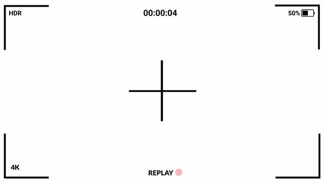 Replay text button animation for video camera and camcorder recordings, animated rewind or repeat icon, VHS Replay Overlay, Video camera replay screen animation overlay with alpha channel in 4k