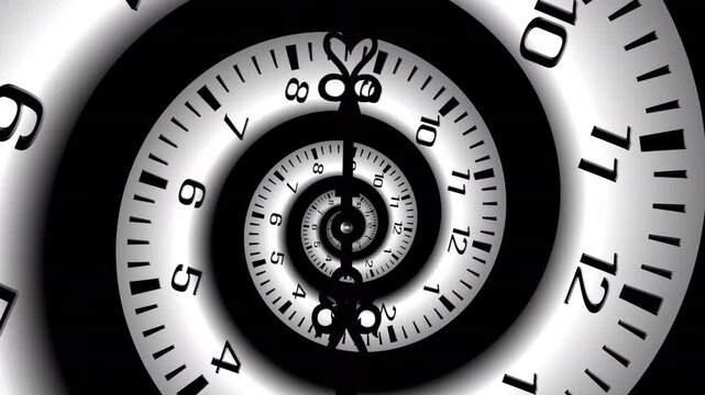 Time Spiral Clock and Big Ben Timelapse Animation with Rotating Hands, Time Machine and 12 Hour Fast Forward Loop**