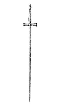 Braquemart, Western European sword used from the 14th to 16th century, old vintage illustration, 1897