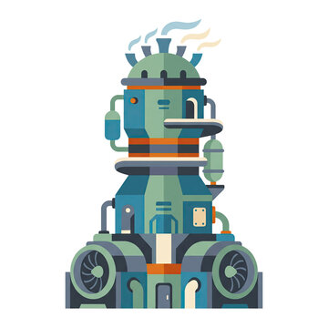 Isolated Industrial Factory Machine With Pipes And Turbines