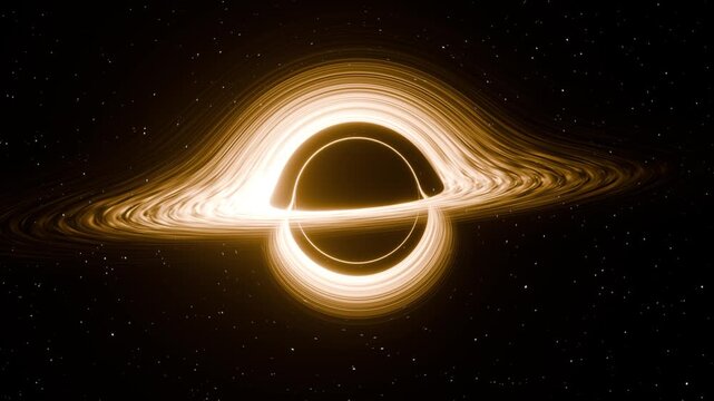 Space black hole Black Hole Accretion Disk Glowing Gas Ring Against Star Filled Deep Space, Cosmic Gravity, Luminous Galaxy Scene, Dramatic Astronomy Illustration, Extreme Space Mystery
