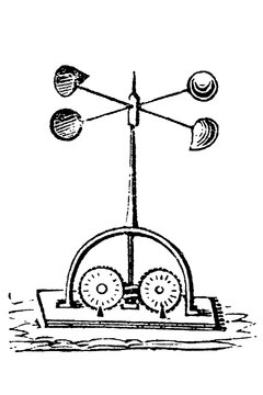 Anemometer, instrument for measuring wind speed and direction, old vintage illustration, 1899