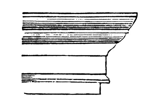 Entablature, classical architectural element consisting of architrave, frieze and cornice, old vintage illustration, 1899