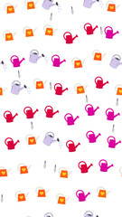 Seamless pattern of watering cans and garden tools © Alberto
