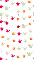 Seamless pattern of watering cans and shovels © Alberto