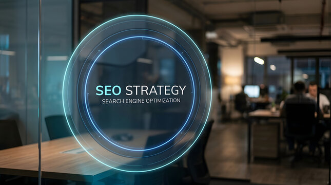 Cybersecurity concept with digital interface and blurred office background