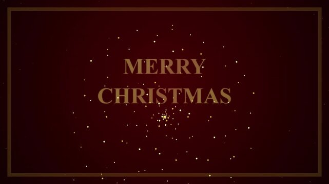 Festive Gold Glittering 'Merry Christmas' Greeting with Elegant Maroon Background and Subtle Border Accent for Holiday Season Celebrations
