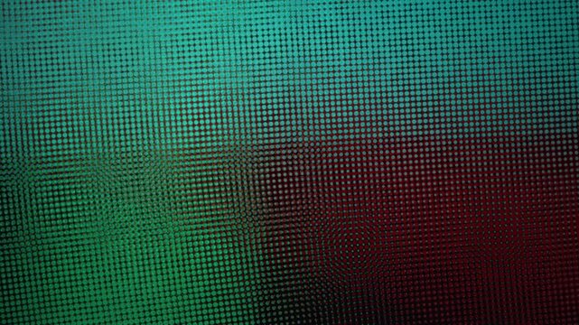 Abstract teal and red pixelated texture with a subtle moire pattern