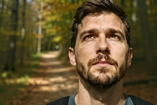Male Individual In Foreground Occupying Majority Of Frame From Top To Bottom Facial Prominently Displayed With Focused Gaze Directed