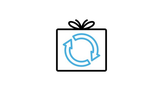 Animated cardboard box, parcel, package process arrow icon. Present, gift or product for order, delivery, shipping, shipment, packing, productivity animation video loops. Motion graphics