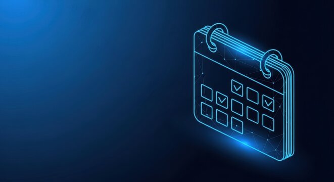 Digital Isometric Calendar Icon with Checkmarks for Planning and Scheduling