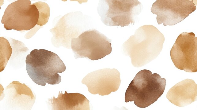 Abstract watercolor blotches in earth tones on white background