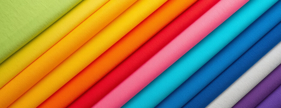 Colorful t-shirts arranged diagonally for the background.