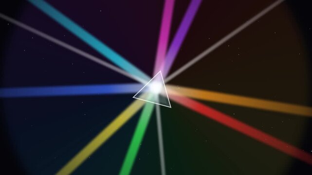 Rotating prism light beams refracting rainbow spectrum