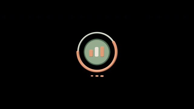 Abstract loading circle with bars on dark background. Minimalist design.
