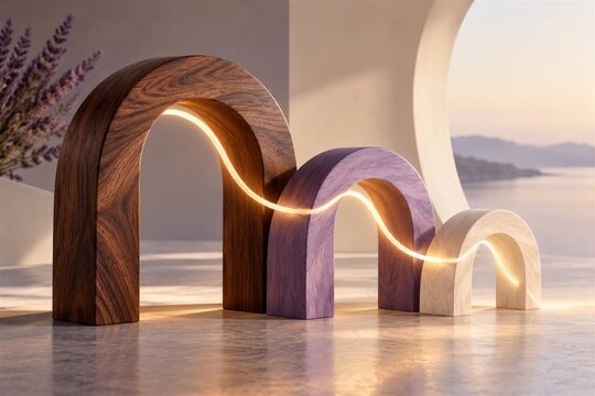 Connected wooden arches symbolizing intergenerational wealth