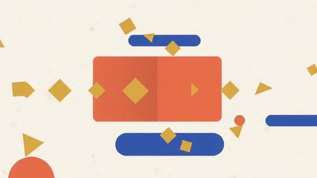 Colorful modular geometric shapes assembling into abstract vector design