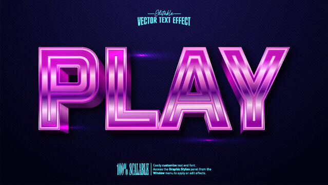 Play hot magenta chrome gaming title text style on dark indigo