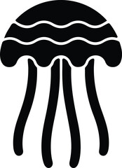 Simple black silhouette illustration of a jellyfish swimming © Icon Market
