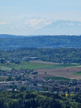 aerial view of rural landscape at zurich, swiss