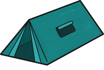 Hand drawn green camping tent cartoon illustration © 조 규상