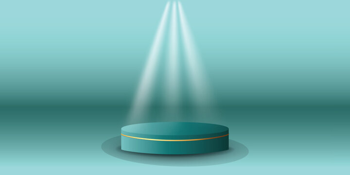 White spotlights podium display with background the same color as the podium. Modern studio, wall scene fashion, stage podium scene with for Award Ceremony. 3D rendering.