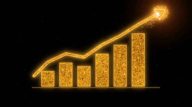 Rising bar chart and upward arrow revealed in a business graphic. Increasing columns illustrate growth, improved performance and financial progress through a clear ascending visual sequence.