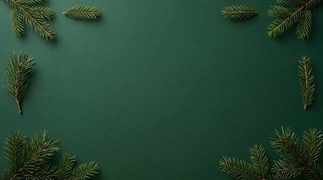 Dark teal background with tropical leaves framing empty space for text