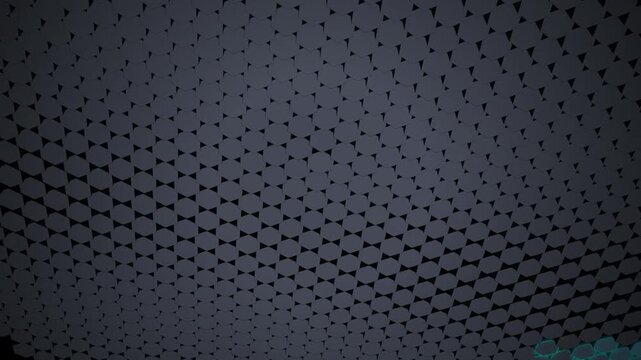 Geometric pattern of hexagons with glowing blue lights moving across surface motion background.