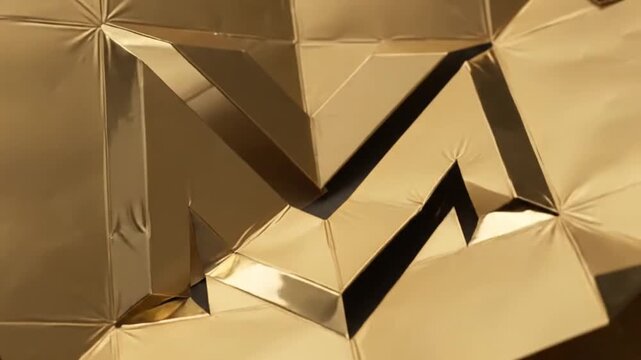Golden Origami 'M' Logo Formation Process - Abstract Geometric Folding Animation