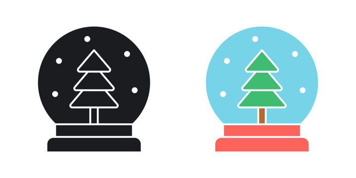 Snow globe icon flat outline in black
