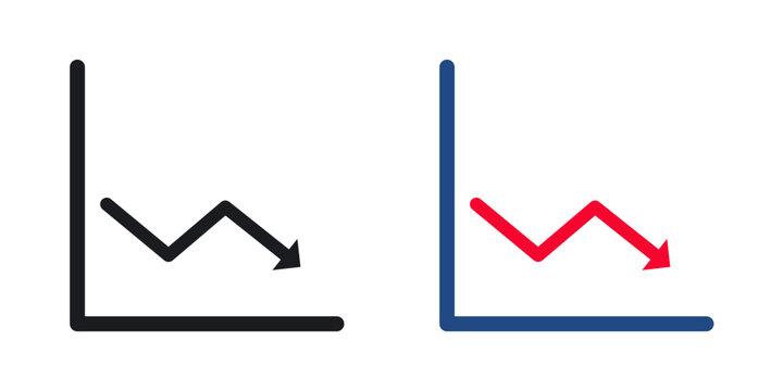 Reduction chart icon flat outline in black
