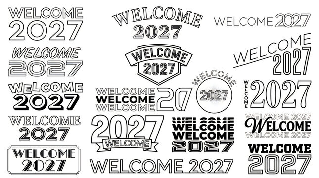 Collection of various creative typography designs for the upcoming new year 2027 celebration